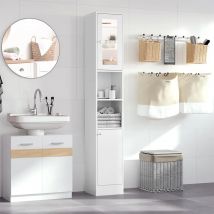 Kleankin high cabinet per bagno con ripiani a specchio 2 ante ripiani regolabili