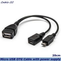 20 cm 2-in-1 OTG Micro USB Host Power Y-Splitter USB-Adapter für Micro 5-poliges männliches und weibliches Kabel Micro-Stromversorgung