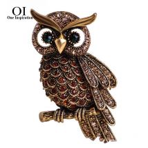 BUCOMEOI Large Bird Owls Vintage Brooches Antiques Bouquet Owl Hijab Pin Up Designer Wedded Broach Scarf Clips Jewelry Fleur De