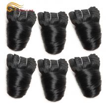 6 Teile/los Funmi Haar Doppel Gezogen Brasilianische Haarwebart Bundles Romantik Curl 8-12 Zoll Menschliches Haar Bundles Für schwarze Frauen