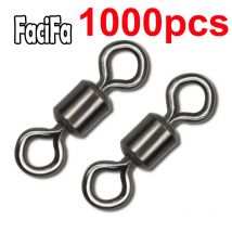 1000 pcs Stainless Steel Bearing Swivel Fishing Connector Solid Ring Sizes Rolling Swivel Fishing Accessories