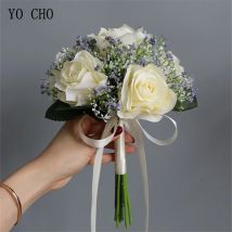 Künstliche Rosen Babysbreath Blumenstrauß Seide Gypsophila Fake Blumen Hochzeit DIY Home Tischvase Dekoration Faux Flores