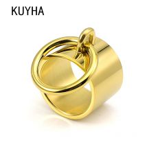 Laser Ringe für Frauen Mode Geometrische Bar Knuckle Schmuck Gold Silber Farbe 15mm 316L Edelstahl Coole Ring
