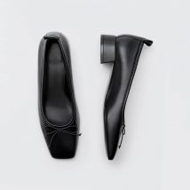 2023 Autumn New All-match Ballet Single Shoes Women Tide Thick Heel High Heels Korean Style Sweet Bow Shoes Woman Zapatos Mujer