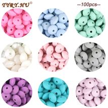 TYRY.HU 100Pcs Linsen Silikon Perlen BPA Freies Perle Beißring Perlen DIY Zahnen Pflege Halskette Kautable Perlen 12*7mm