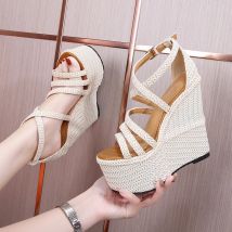 32-40 Sommer 16cm High Heel Wedges Fersen sandalen 14cm Mode dicke untere Plattform Open Toe Damen