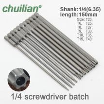 1 Stück 150 mm lang T6-T40 magnetischer Torx-Schraubendreher-Bit-Set Elektroschrauberkopf T6, T8, T9, T10, T15, T20, T25, T27, T30, T35, T40