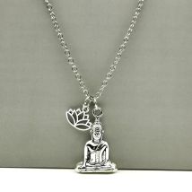 2020 NEUE Buddha-Halskette, Lotusblüten-Halskette, silberfarben, spiritueller Anhänger, Geschenk für Freund, MÄNNER, FRAUEN, Mode, Llaveros