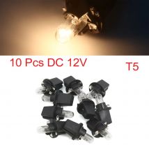 Uxcell 10pcs DC 12V 1.2W T5 Incandescent Dashboard Yellow Light Lamb Yellow for Car Interior Replacement 306 307 308 406 407 272
