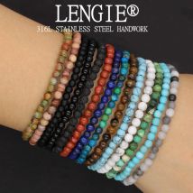 4mm Naturstein Lapislazuli Perlen Stretch-Armband Tigerauge Runde Perlen Armbänder Armreifen Schmuck für Männer Frauen
