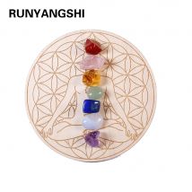 7 pz/set Cristallo Naturale Misto sette Chakra Pietra di Guarigione + Seven Star Array Piatto di Legno Ghiaia Chip Chakra Complementi Arredo Casa Regalo