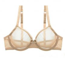 YBCG Sexy Spitze Mesh Frauen Bh Durchsichtig Unterwäsche Stretch Große Tasse Hohl Bhs Höschen Weibliche Mode Bh Set Für Damen