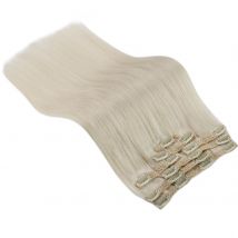 VeSunny Clip in Hair Extensions Human Hair Double Weft Remy Wigs 7pcs Clip on Extensions Dark Brown Blonde 100gr Brazilian Hair