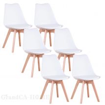 Juego de 6 sillas de comedor minimalistas modernas, asiento acolchado de PU, patas de madera de haya, silla nórdica para cocina, sala de estar, comedor y restaurante