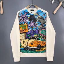 AlexPlein Männer der Mode Kleidung Cartoon Lustige Graffiti Rundhals Sweatshirt 2021 Winter 100%