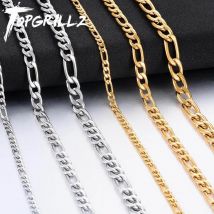 TOPGRILLZ Neue Edelstahl Figaro Kette Gold Farbe Hip Hop Mode Männer und Frauen Edelstahl Schmuck Für Geschenk