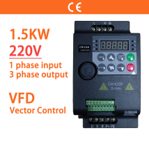 1.5KW 220V 1 Phase Input 3 Ph Output 2HP Economical Mini VFD Variable Frequency Drive Converter for Motor Speed Control Inverter