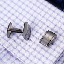 Personalized Cufflinks Black Cuff link For Mens Shirt Cufflink Men Engraving Anniversary Best Man Suit Simple Wedding QiQiWu