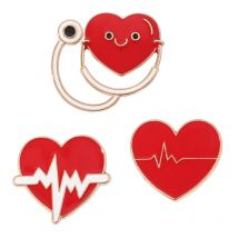 Medical Brooches Nurse Pins Stethoscope Heart Electrocardiogram Enamel Lapel Pin Badge Jewelry Metal Gift for Doctor Bijoux