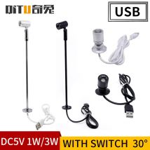 Mini faretto LED 1W/3W display per gioielli DC5V con interruttore interfaccia USB negozio armadio interno decorazione giocattolo messa a fuoco desktop