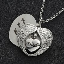 Engel Flügel Halten Herz Urnen Edelstahl Halskette Dad Andenken Memorial Schmuck Für Asche 50cm