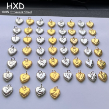 5pcs/lot Gold Stainless Steel Letter Charm For Jewelry Making Heart Pendants DIY Earrings Charms Supplies Jewelry Accessories