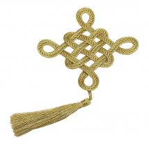 Gold Knots Tassel Decorative Chinese Knot Fringe Sew On Patches For Clothing Retro Baroque Applique Cord Patch AC1559