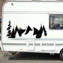 Dla SUV RV Camper Offroad Decor, Tree Forest Nature Scene Mountain Decal Car Decoration Woodland Timber Vinyl Art Sticker