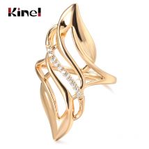 Kinel 2021 Trendy 585 Rose Gold Ring Braut Hochzeit Ethnische Schmuck Luxus Natürliche Zirkon Ringe für Frauen Mode Edlen schmuck