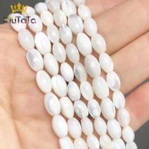 Natürliche Reisförmige Weiße Perlmutt Mopp Perlen Shell Lose Perlen Für Schmuck Machen DIY Armband Ohr Studs Zubehör 15''