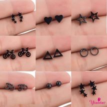 Koreanische Mode Mädchen Ohrringe Gothic Star Eule Blume runde Edelstahl Ohrringe Frauen täglich tragen Weihnachts geschenke kpop