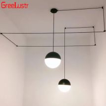 Postmoderne Linien Glaskugel Led Anhänger Kronleuchter Deckenleuchte Geometrisches Design