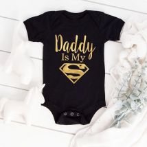 Baby Strampler Neugeborenes Baby Jungen Mädchen Kleidung Gold Daddy Is My Hero Lustiger Aufdruck Säuglingsbaby Overall Niedlicher lässiger Baby-Body