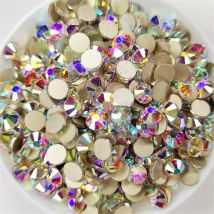 Top Glitter Crystal AB Gold Base Non Hot Fix Rhinestones SS3-SS40 FlatBack Strass Szycie i tkanina