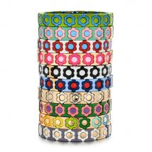 New Bangles Fashion Cute Flowers Daisy Bracelets Colorful Beaded Wristlets Handmade Elastic Wristband for Women Jewelry