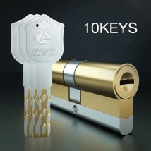 10Pcs Brass Key Door Lock Cylinder 65-110mm Double Open Sided Blade Break Anti Stainless Steel Bar Snake Groove Cylinder