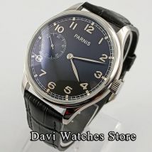 Parnis 44mm Top Herren Uhren Schwarz/Weiß Zifferblatt 6497 Handaufzug Bewegung Männlichen Armbanduhr