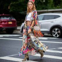 Teelynn Baumwolle Kimono Strickjacke Frauen lange Bluse Hemd Vintage Blumen gedruckt Sommer Robe Tunika Tops Boho Strand vertuschen