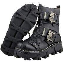Echtes Leder Motorrad Stiefel Schnalle Schnüren Runde Kappe Plattform Stiefel Winter 2023 Dicken