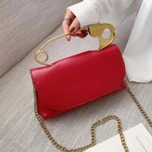 Retro Metall Pin Design frauen umhängetaschen PU Leder Weibliche Geldbörsen und Handtaschen Chian Sling tasche Damen Clutch Tasche bolsa rot