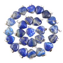 24 Stück roher natürlicher Lapislazuli-Herzanhänger, Halskette, Ohrringe, Steinperlen für die Schmuckherstellung, Heilgeschenk, Großhandel