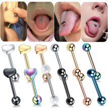 1PC stalowe serce i piłka język sztanga kolczyki Langue Bar Tongue Piercing Sexy sutek pierścień Helix kolczyki kolczyki do całego ciała 14G