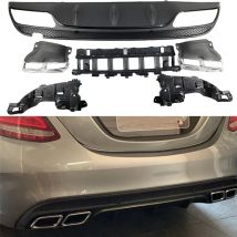 Hinten Stoßstange Diffusor Lip mit Abgas fit für Mercedes Benz C-Klasse W205 4-Tür Sport C200 C250 c300 C350 C400 C43 2015-2018