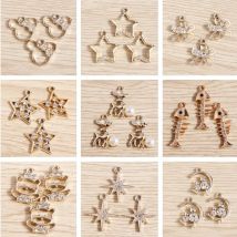 10 pz Cristallo Amore Cuore Animale Gufo Pesce Luna Stella Pendenti e Ciondoli per la Produzione di Gioielli Simpatici Orecchini Pendenti Collane Artigianato Fornitura