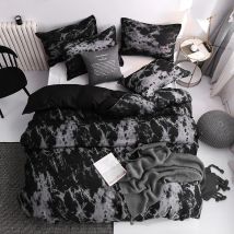 fashionable block pattern black duvet cover set king queen double twin single size bed linen set