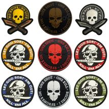 Totenkopf-Gummi-Patches, kein Messer, kein Leben, dekorativer Patch, One Shot One Kill, PVC-Patch für Kleidung, Rucksack, Mützen, Taschen