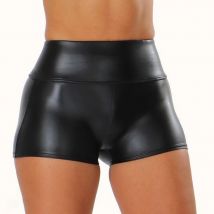 Weibliche Dünne Schwarze Club Sexy Leder Kurzen Hosen Nachtclub Party Hosen Feste Hohe Taille Leggings Kurze Hosen Leder Hose
