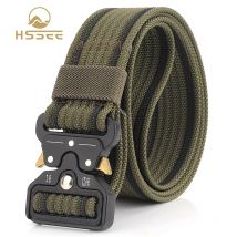 HSSEE Retro Tactical Belt for Men Metal Buckle Quick Release Military Army Belt Sturdy Nylon Outdoor Casual Belt Girdle Male