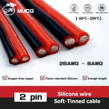 Cavo a 2 pin o filo di silicone rosso nero Lampada principale automobilistica Cavi elettrici 26 24 22 20 18 awg 18awg 16awg 14awg 12awg 10awg 8awg
