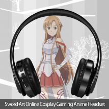 Anime Sao Sword Art Online Yuuki Asuna Wireless Bluetooth Headphone Over Head Game Headset with Mic TF Card Slot for IOS ANDROID